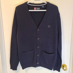 Men's Cardigan Sweater - Chaps - Navy Blue - Medium